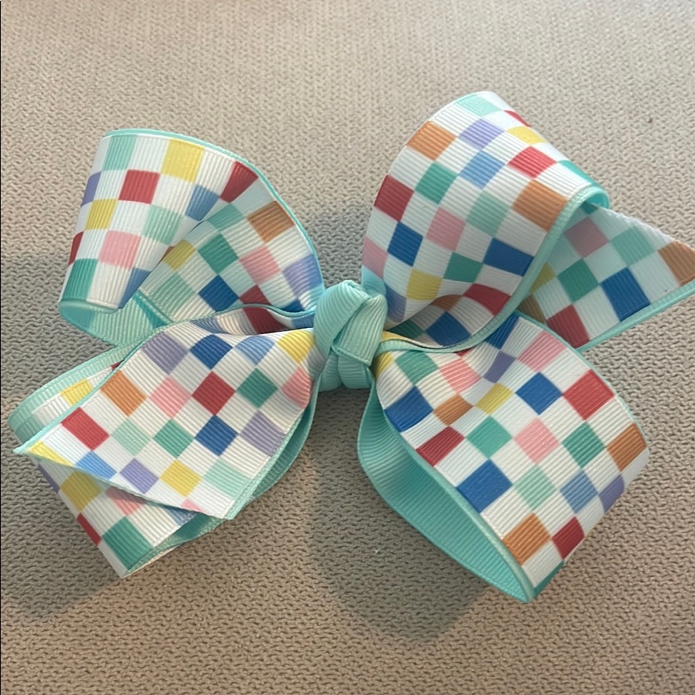 Colorful Checkered Kids Hair Bow
